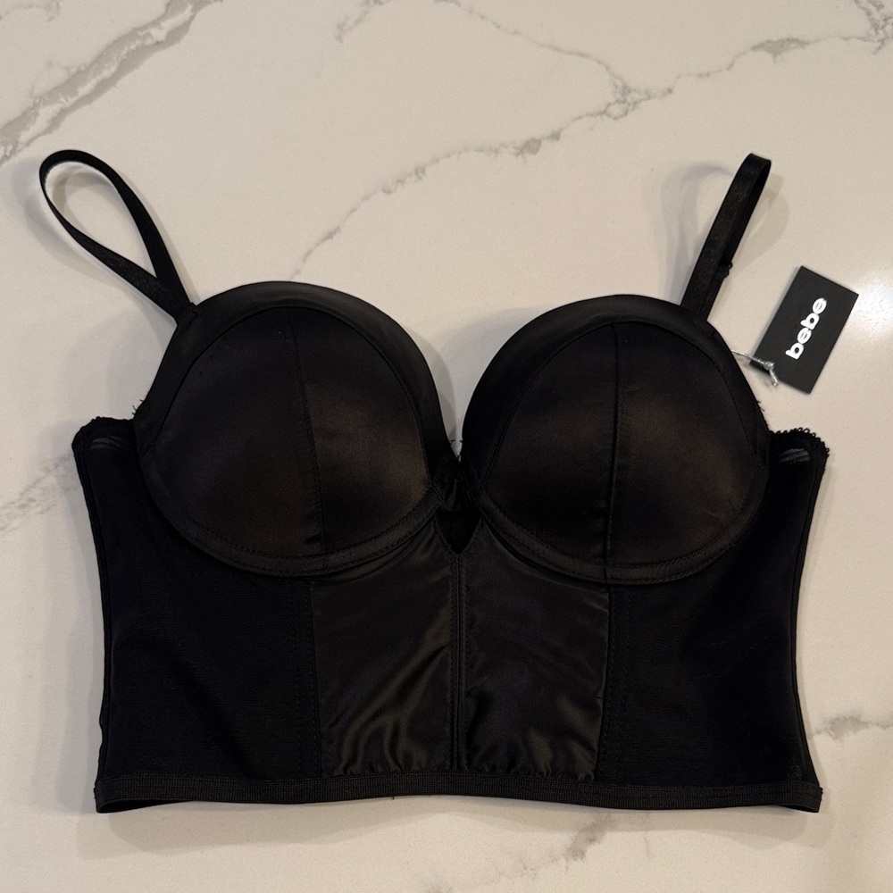 bebe Elegant Black Bustier Bra Top - NWT